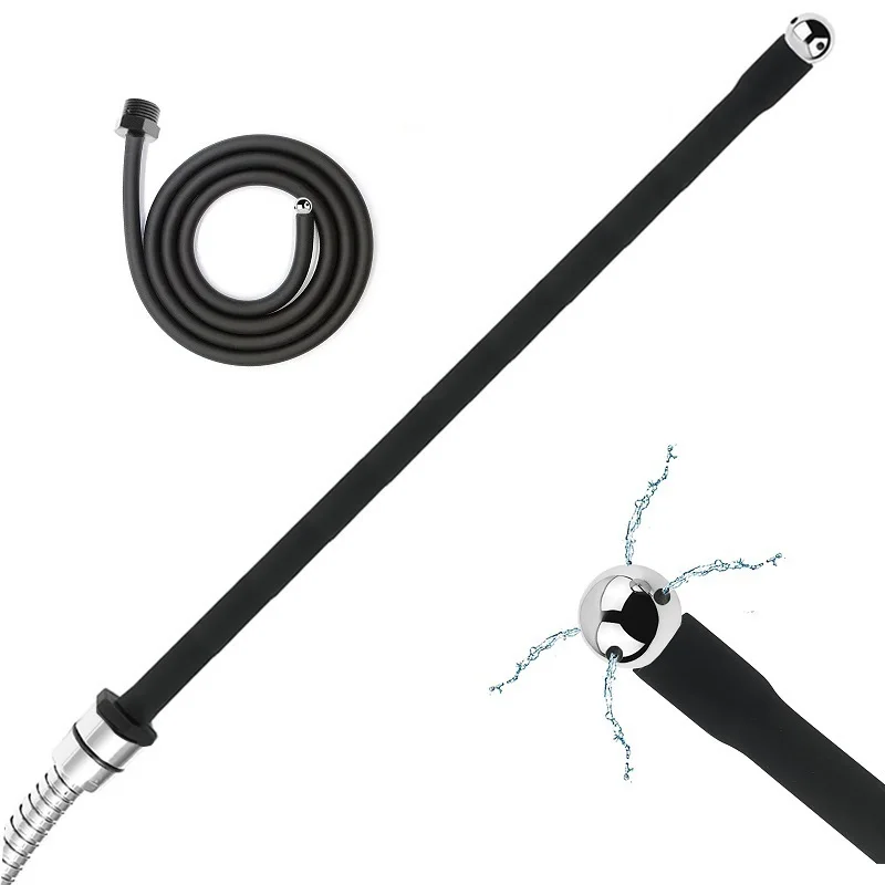 Silicone Enema Toy Metal Hollow Head Douche Syringe Shower Nozzle Cleaning For Female Male