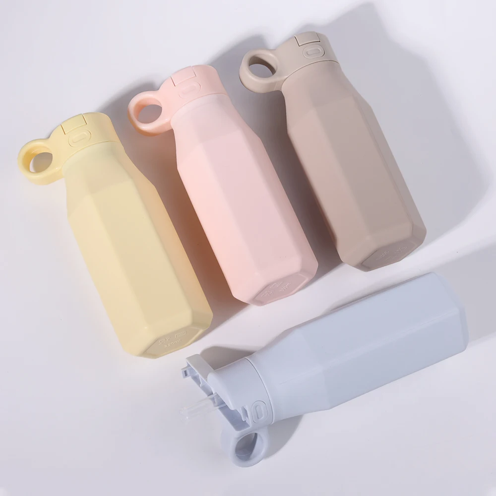 Portable Leakproof Gym Water Water Bottle Jug 12oz Bpa Free Silikon Wasserflasche Sport With Handle For Kids School