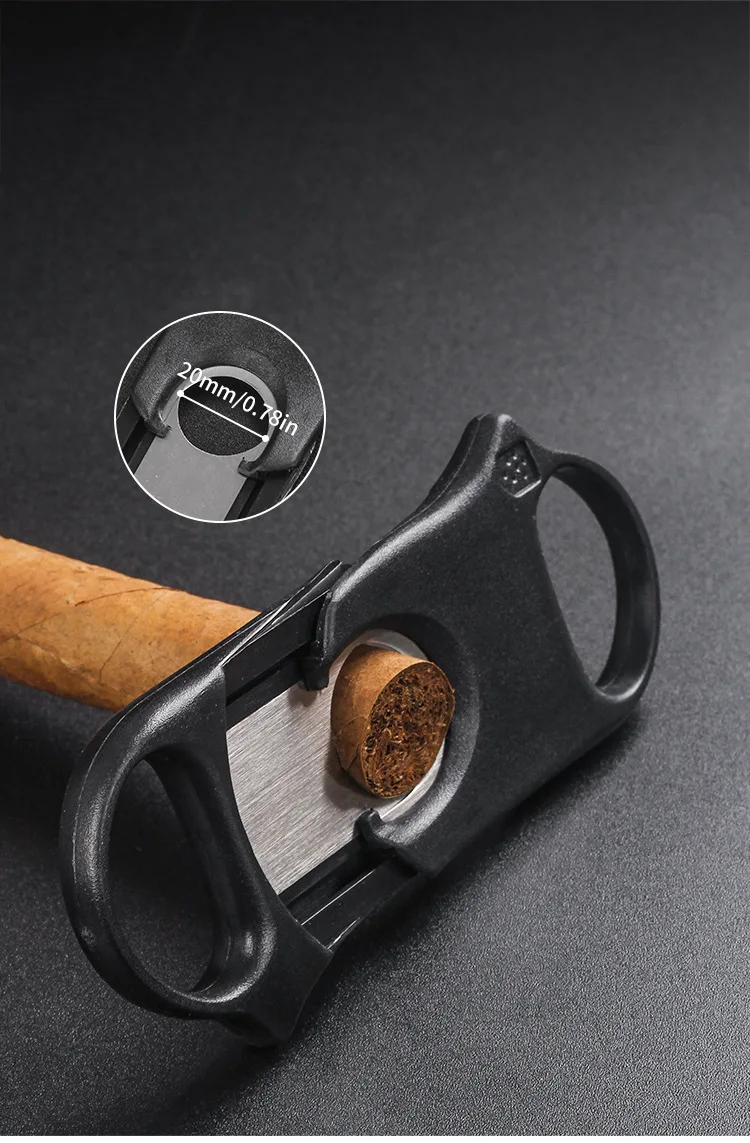 custom Logo Mini 20mm ring Plastic Double Blades Guillotine Cutter Cigar Cutter Tools Mini Cigar Knife