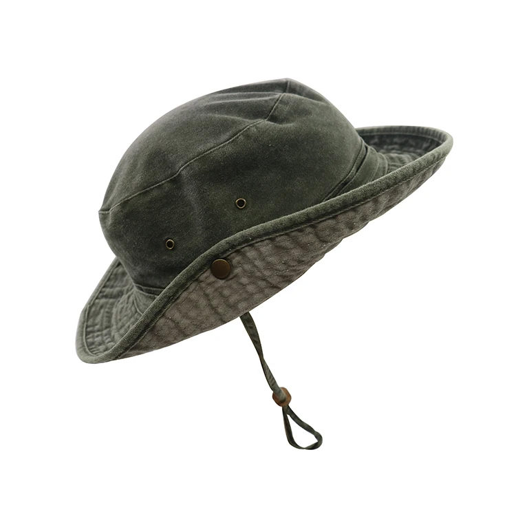 Wide Brim UV Sun Protection Bucket Style Bush Tactical Camouflage Safari Boonie Outdoor Hat with String