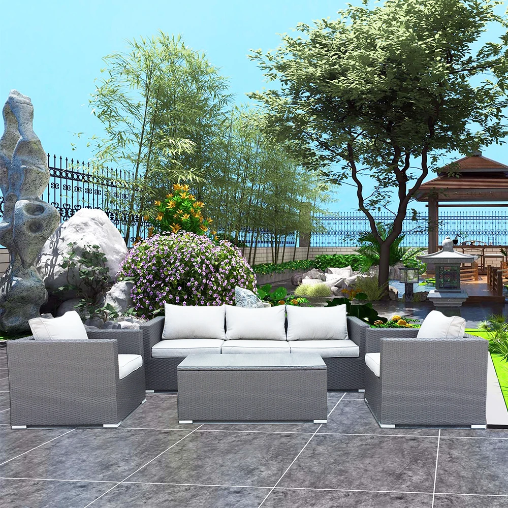 Оцинкованная стальная рама, ротанговый набор для отдыха, садовые наборы, уличная мебель для отдыха, наборы для разговора в гостиной