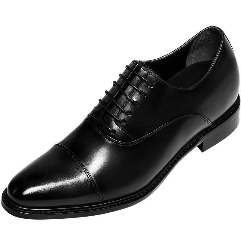 Custom Handmade polished man business formal shoes patent leather derby leather invisible 7cm elevator shoes men