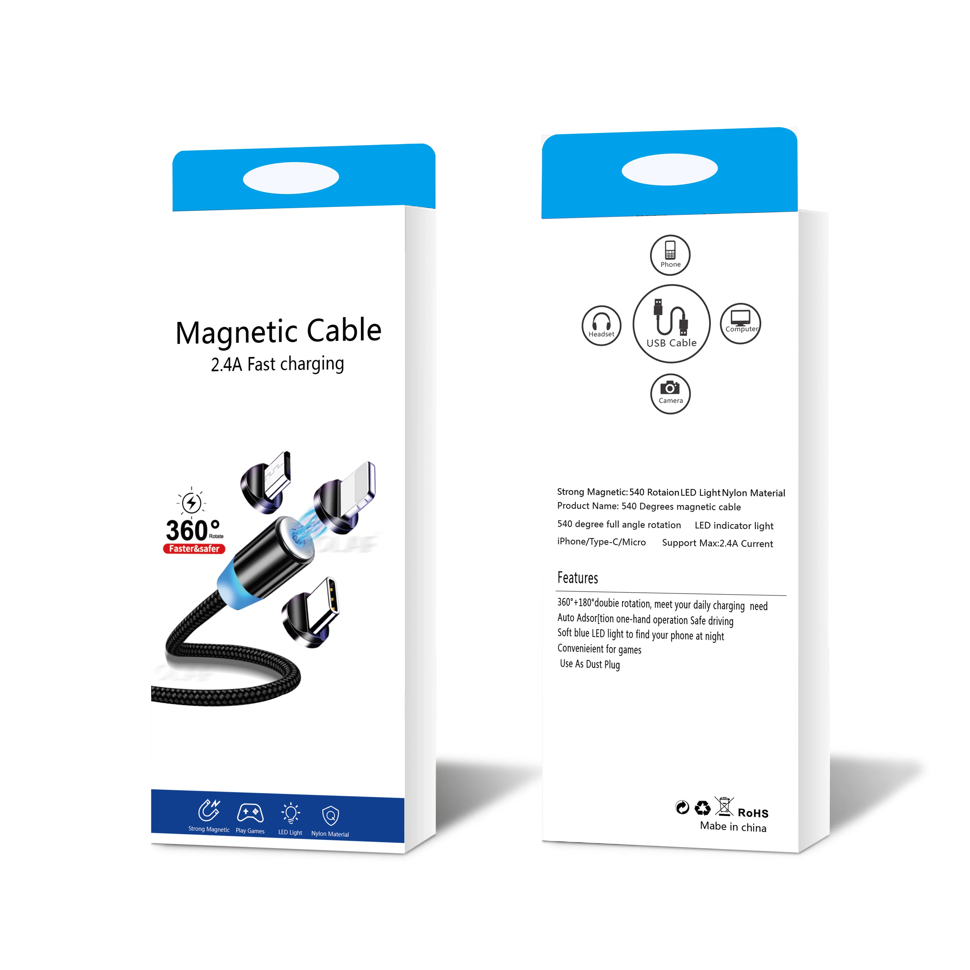  3 в 1 нейлоновый Плетеный Магнитный зарядный кабель совместим с Micro USB Type C usb для мобильного телефона передачи