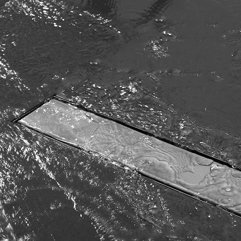 Modern Gray Bathroom Shower Roof Odour Less Floor Drain Anti Odor Cocroach Stainless Steel Long Shower Floor Drain Wetroom Line