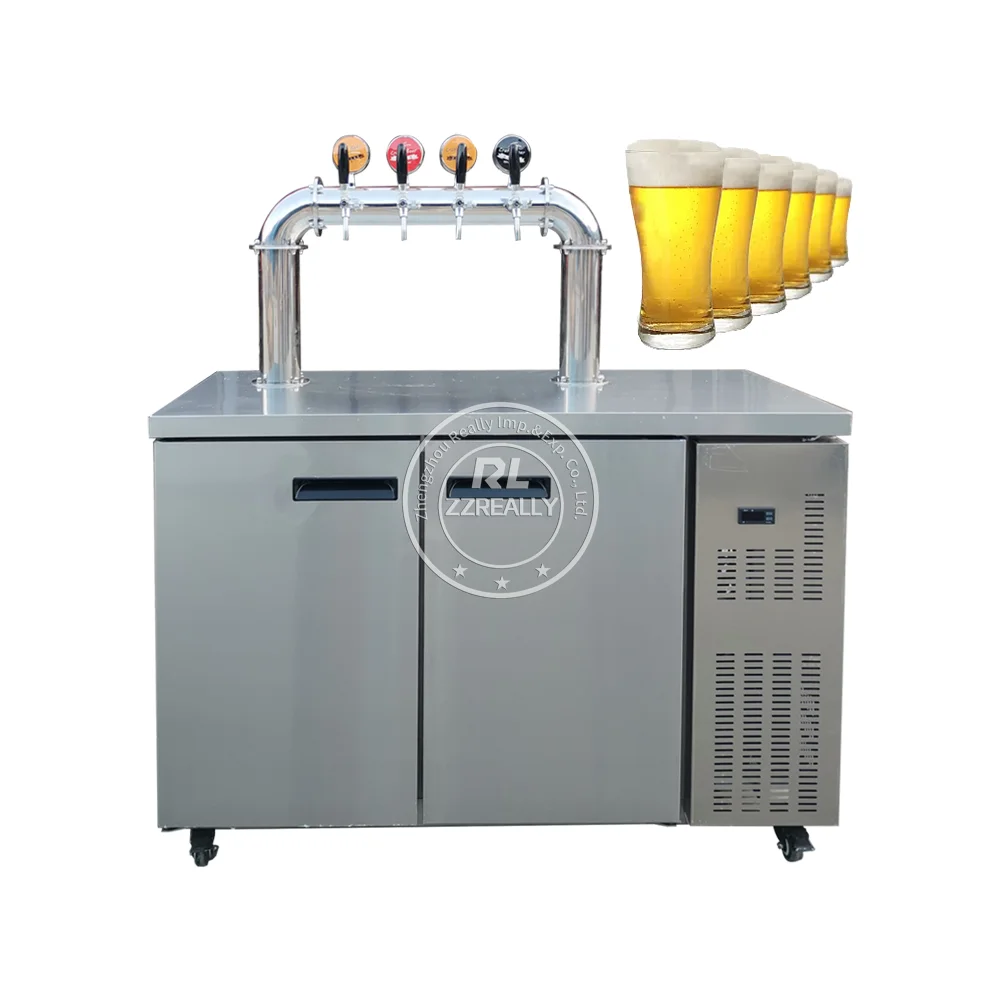 2024 Cold Drink Dispenser With Ice Container Stainless Steel Beer Tower Beverage Dispenser Machine With Stand And Spigot For Par