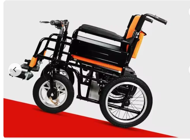 Foldable Lightweight Electric Wheelchair For Disabled Elderly People  Power Wheelchair With Handlebars