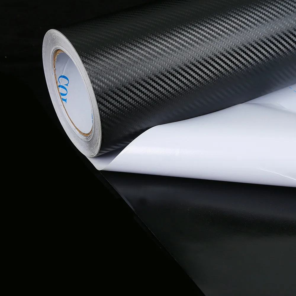 Car Body Decals Film Waterproof Repeated Use Black Carbon Fiber Auto Windows Door Covering Vinyl Sticker