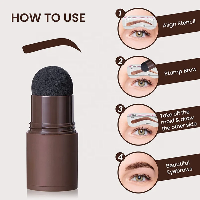 2022 New Arrival Custom Logo Waterproof Eyebrow Eye Stamp Powder Eyebrow Powder And Stencil Kit With Brow Applicator Brush
