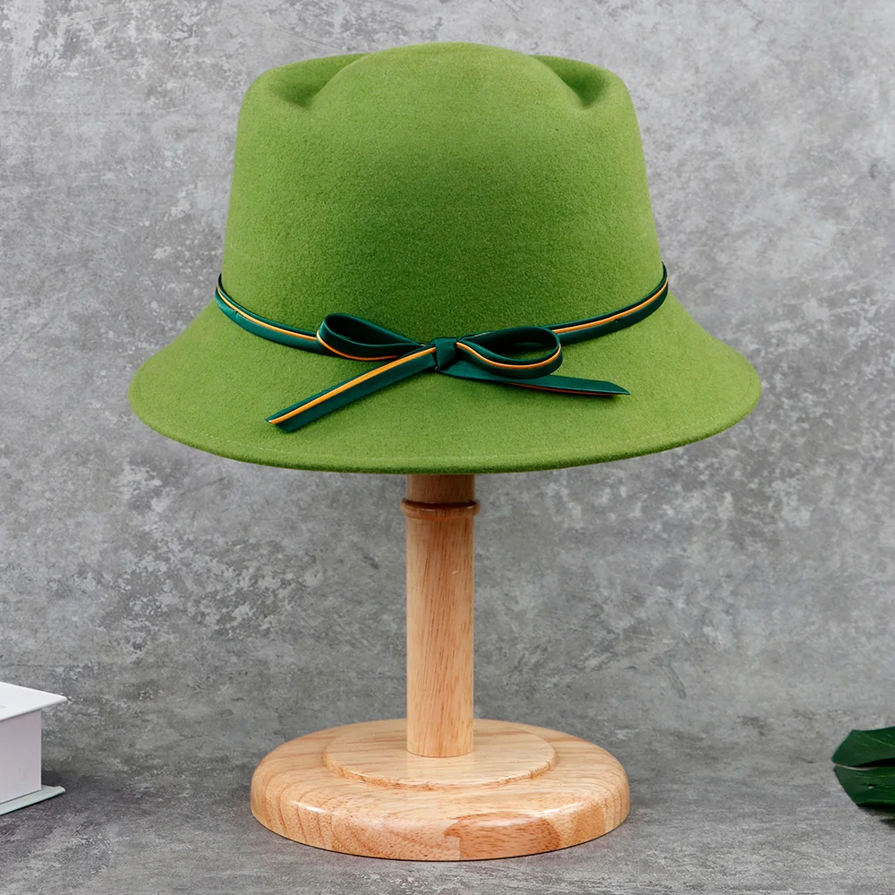 LiHua High Quality Customized Women Wholesale Ladies Hats Green Wool Felt Fashion Hat