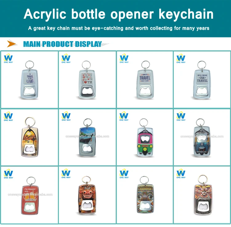 
Oneway Manufacturer New Customized Metal Acrylic Wooden Magnetic BeerWine Bottle Opener Keychain 