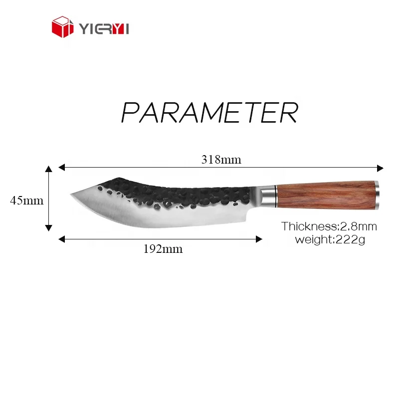 Full Tang Forged Butcher Slaughter Breaking Knives For Brisket Turkey BBQ  Roast Meat Carving Hammered Stainless Steel Blade