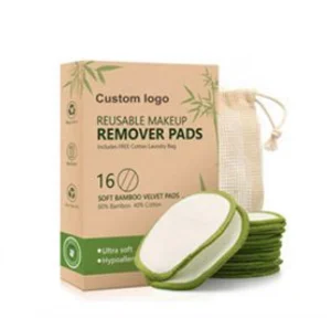 16pcs set Reusable microfiber Bamboo Cotton Washable Facial Make Up Remover Makeup Clean Pads with mesh bag packing