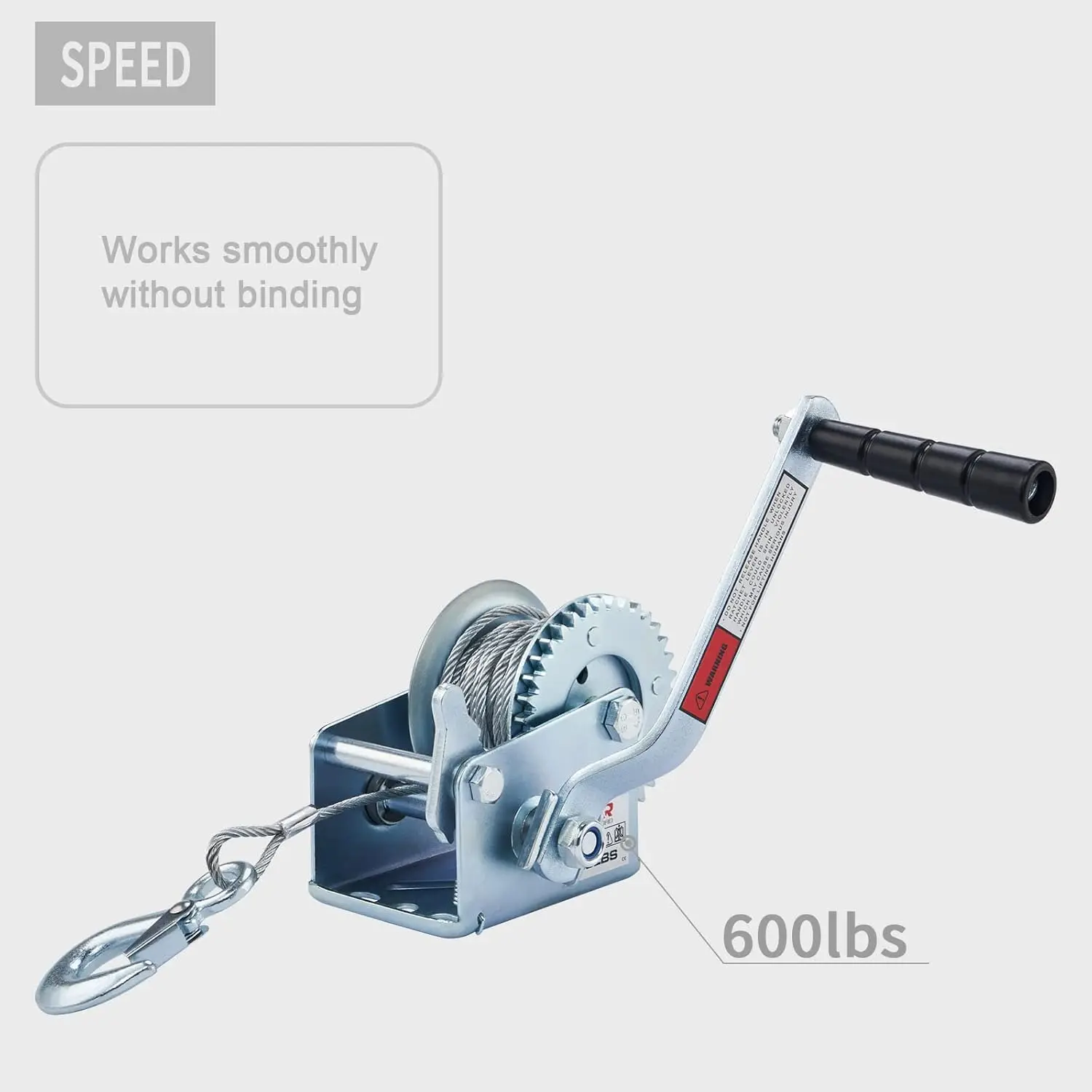600lbs Hand Winch, Manual Winch Operated Two-Way Ratchet Boat Trailer Marine Winch