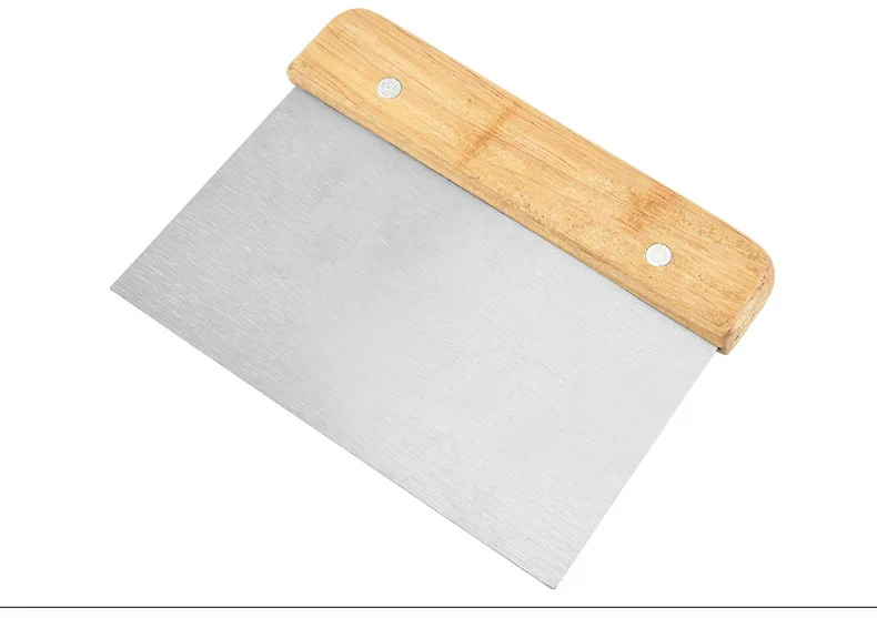 Kitchen Multipurpose Stainless Steel Bench Scraper Kitchen dough sheeter and cutter with wood handle for Bread and Pizza Dough