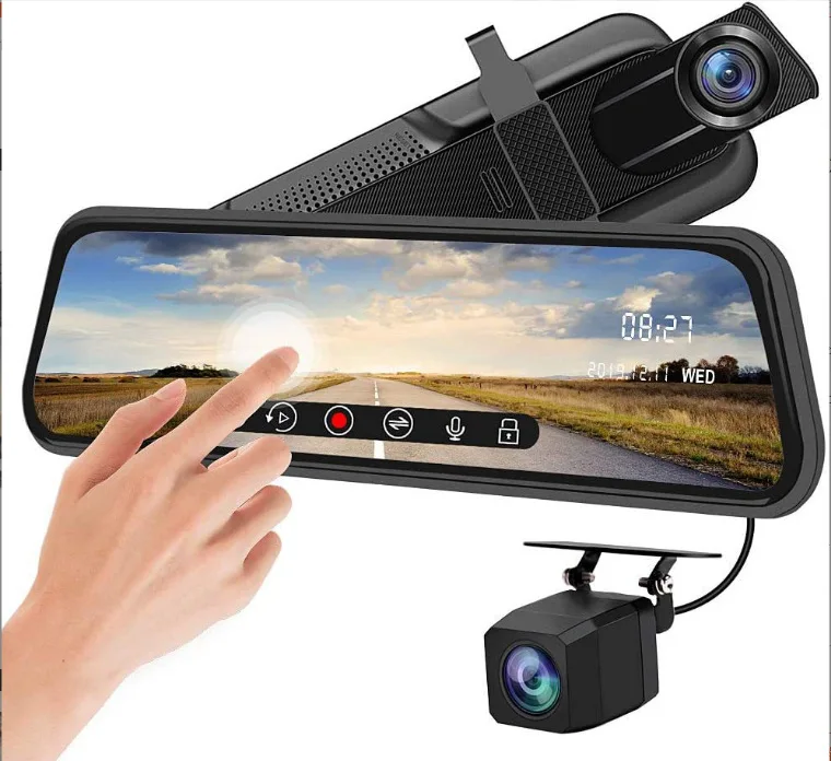 10 Inch Touch Screen Car Mirror DVR Dash Cam 1080P Dual Lens Car Black Box Driving Recorder