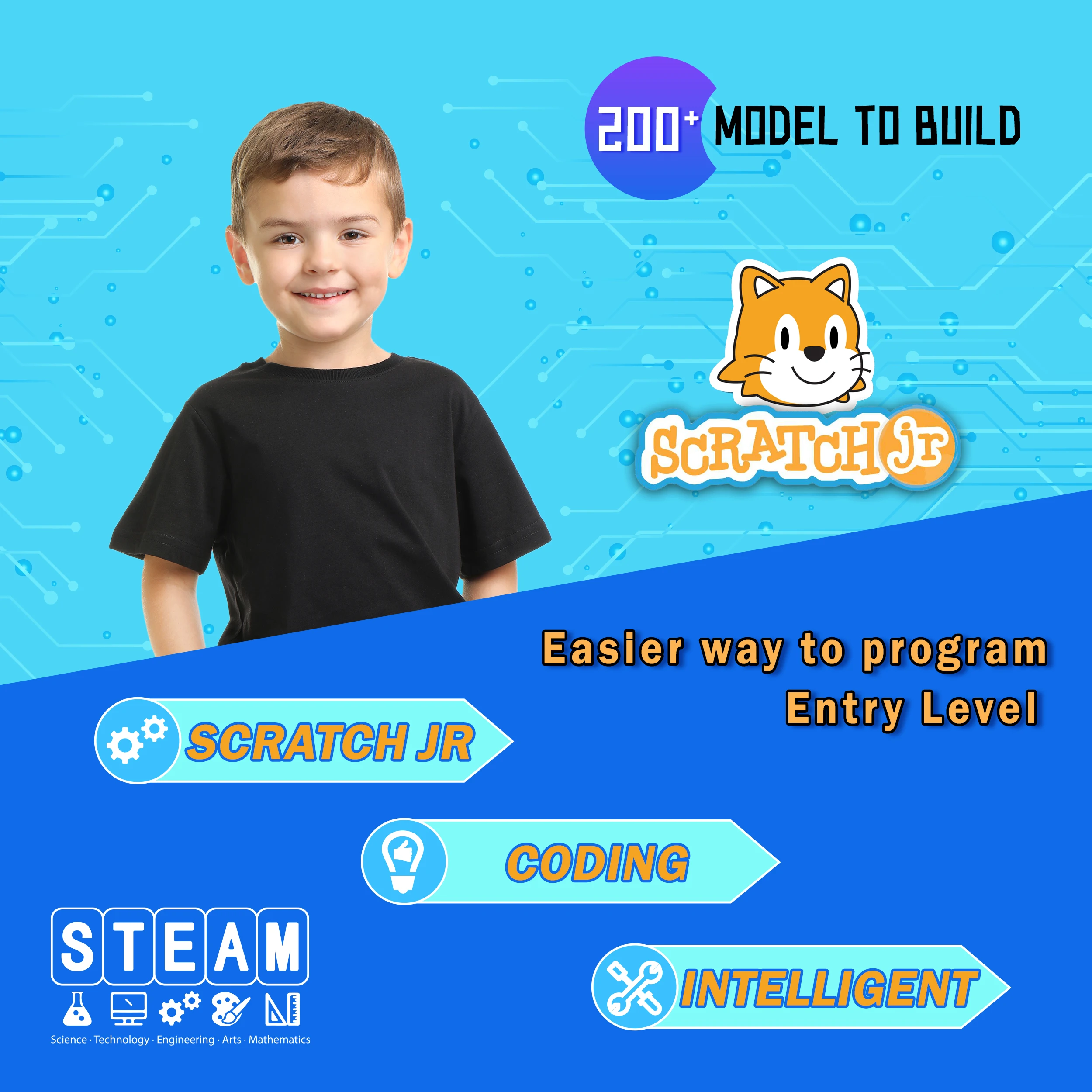 Smart Robot Premium kit Scratch Junior Coding Robot Kit 200+ In 1, Educational Toys Learning Kit