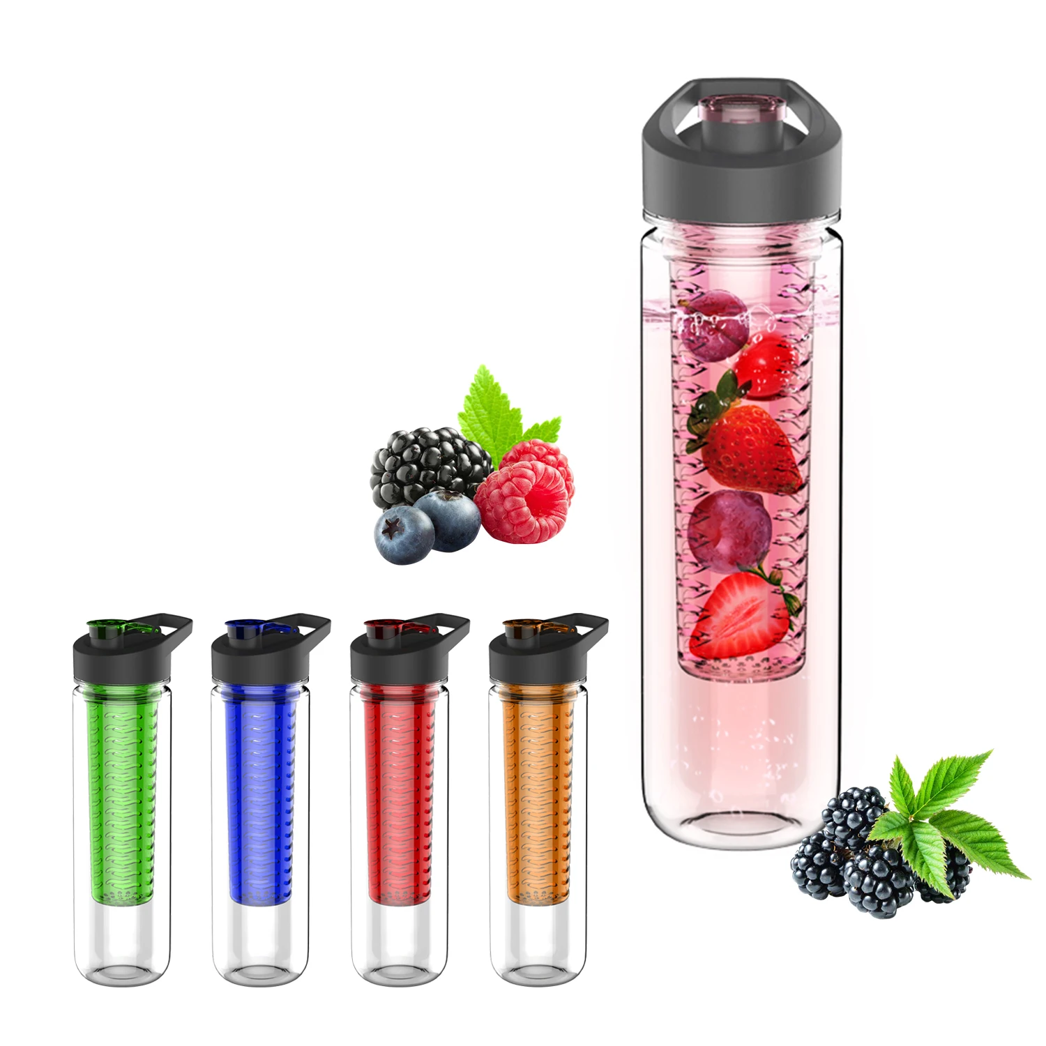 High Quality Free Bpa Infused Fruit Infusion Packaging Containers Sport Acrylic Plastic Infuser Water Bottle