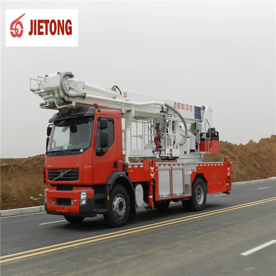 Известный пожарный бренд JIETONG 32 м Рабочая высота воздушная гидравлическая шарнирная стрела платформа пожарная машина для продажи