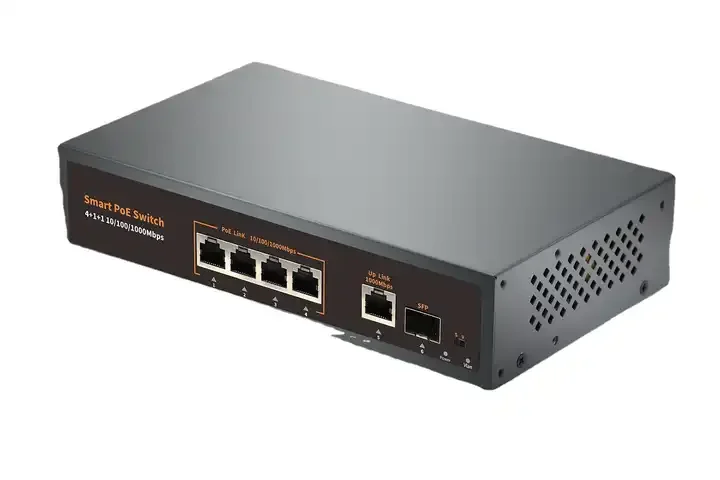 4 Port POE Switch 10/100/1000Mbps Smart Standard Switcher with IEEE802.3af/at for IP Camera,NVR,Security Surveillance