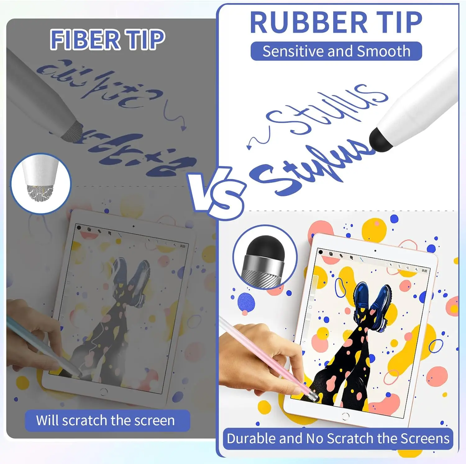 Stylus Pen for Touchscreen, iPad Pencil with High Precision Double Rubber Tips, Compatible with Other Capacitive Touch Screen