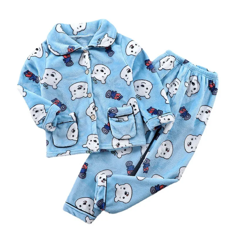 Factory Price Kids Girl Pajama Sets Hot Sale Winter Long Sleeve Pajama Sets Casual Flannel Pajama Sets