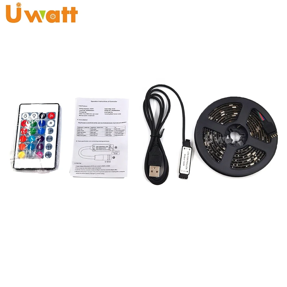 Car Decoration 5M 36W 5M USB Powered LED Strip Waterproof IP65 RGB 5V With USB Link