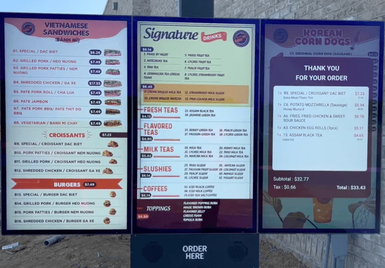 Custom 3000 Nits Outdoor Waterproof Lcd Digital Signage  Drive Through Menu Boards Pricing Ordering Systems For Restaurants