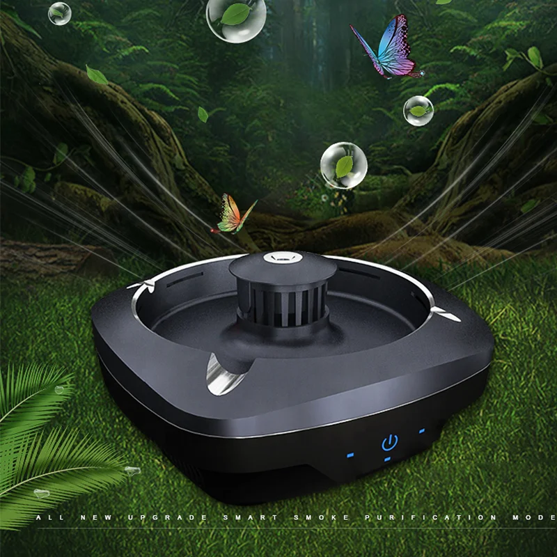 Portable Odor Eliminator Negative Ion Smokeless Ashtray Air Purifier with Lighter