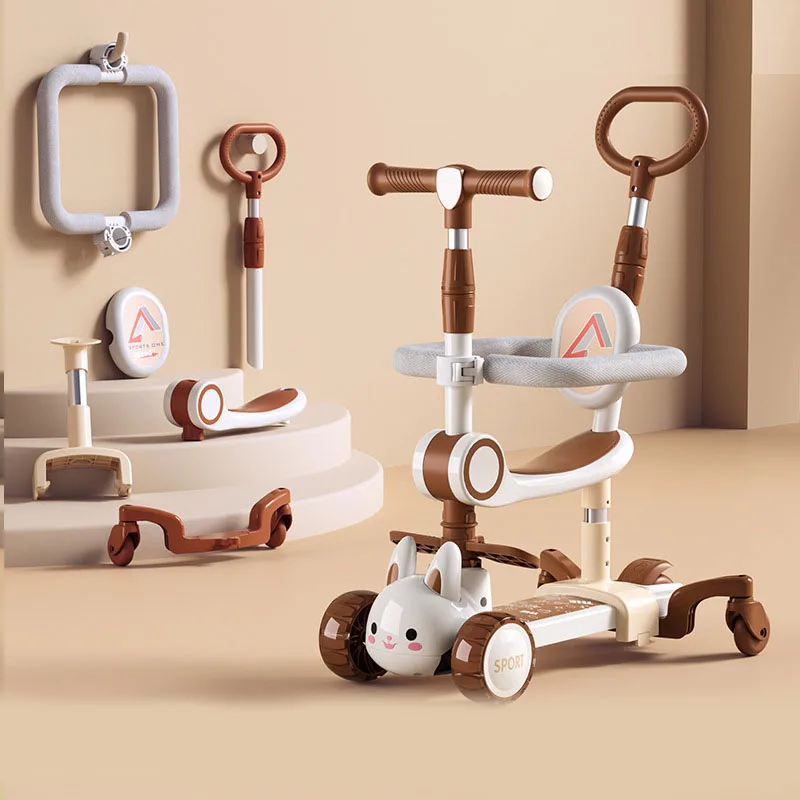 2024 Hot selling high quality Wholesale 2-12 Years Old Extra-wide Board Folding Kick 3 Wheels With Seats Kids Scooter With Light