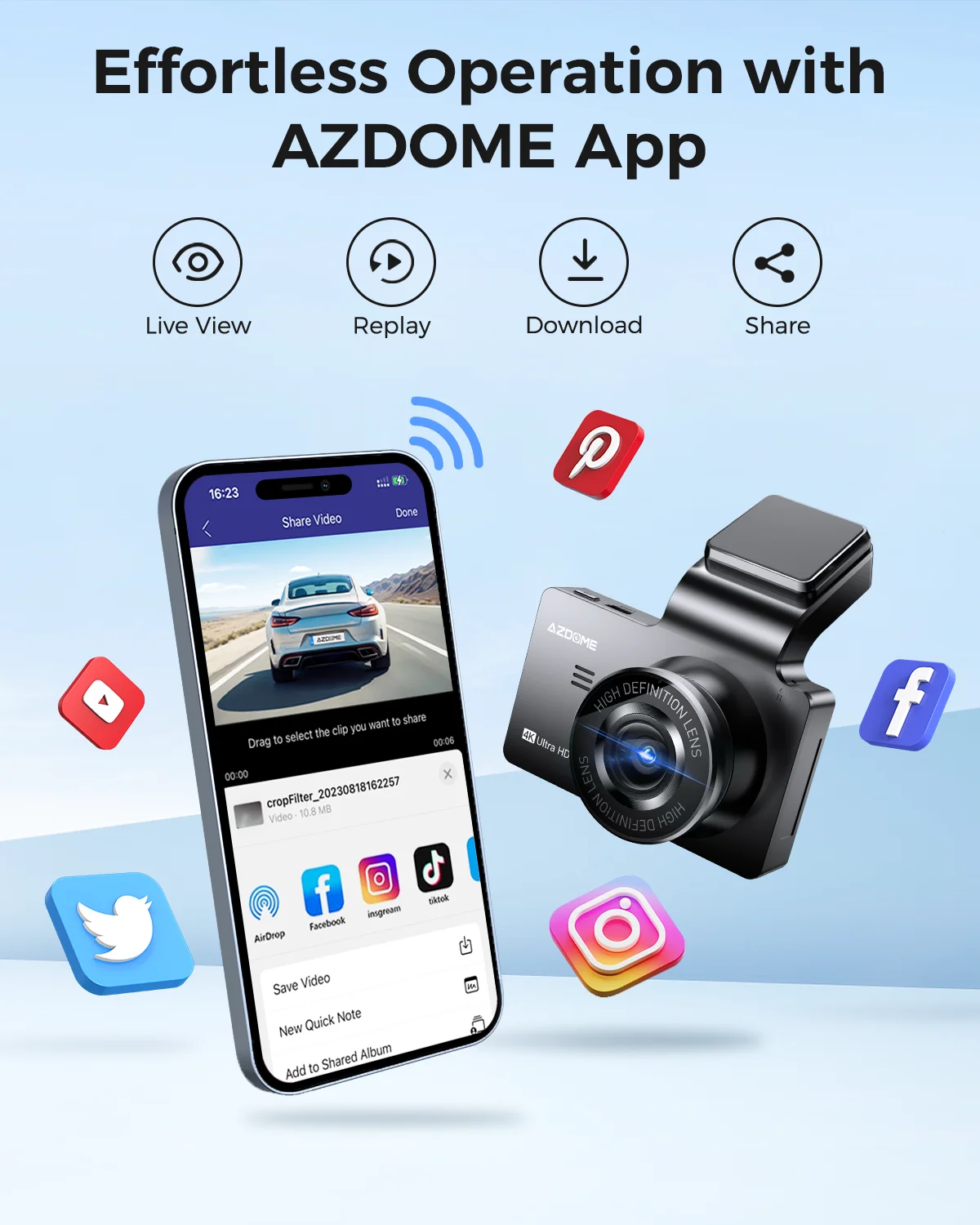 AZDOME M63 Lite 4K Dash Cam 3 inchEs LCD Screen GPS Wifi Super Capacitor Support G-Sensor Dashcam Car Black Box Recording
