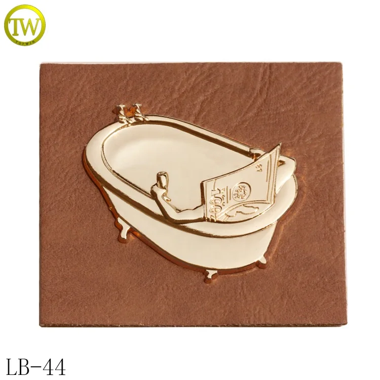 New Design Round Name Metal Leather Jeans Label/gold Leather Patch logo Guangzhou Made