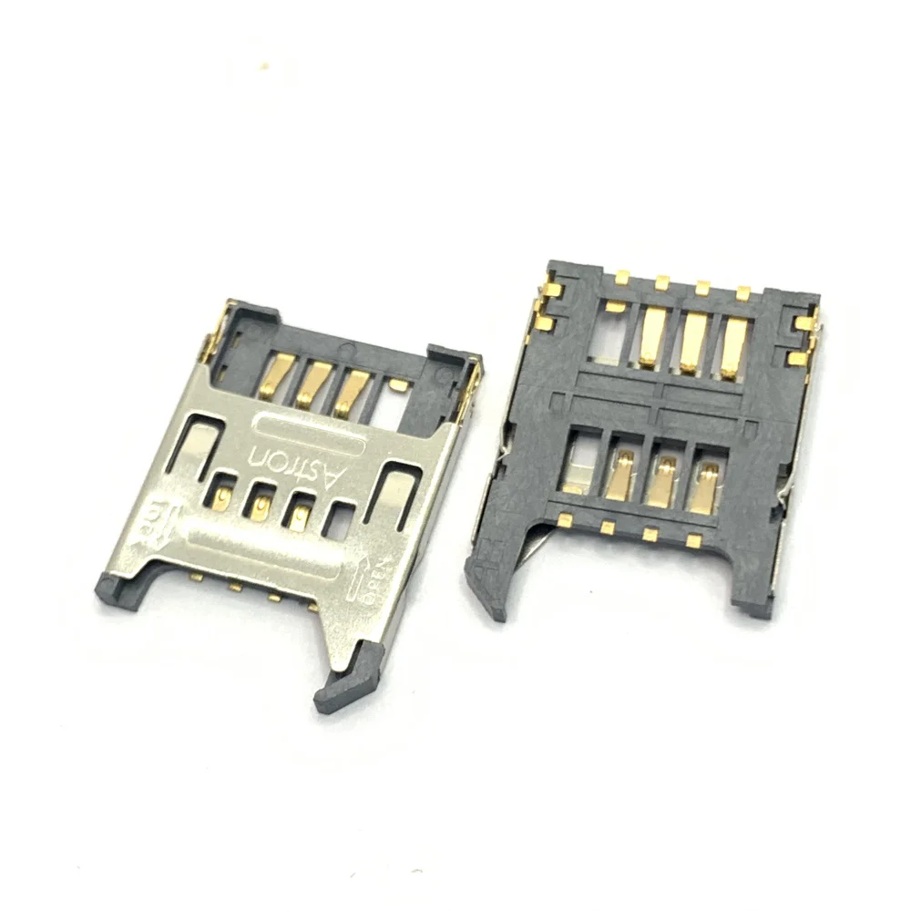 Hith quality SIM adapter 8pin flip type iron cover sim big card connector SIM card connector