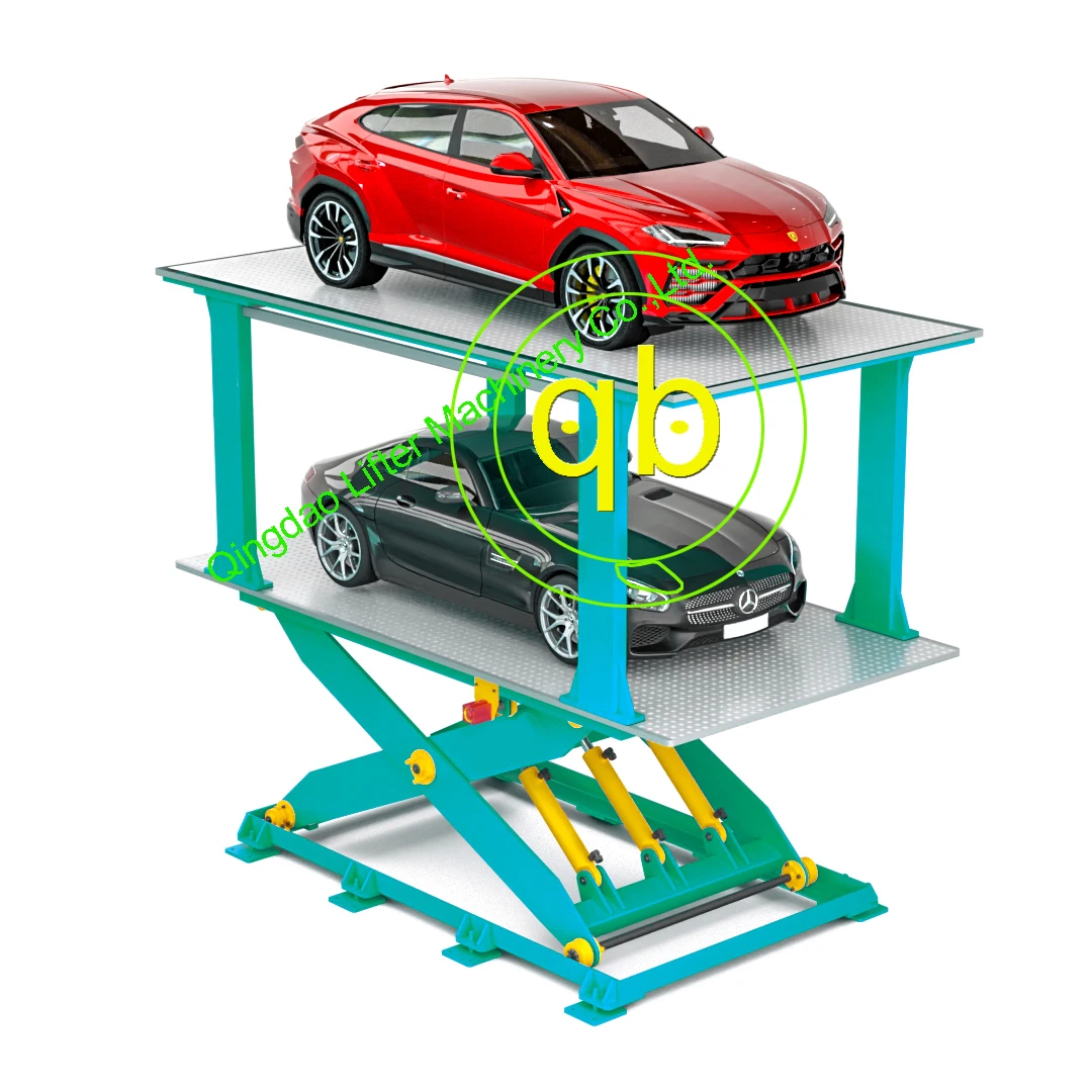 Hydraulic Stationary Pit Scissor Car Lift System for Home Garage and Basement Double Deck Underground Car Parking Equipment