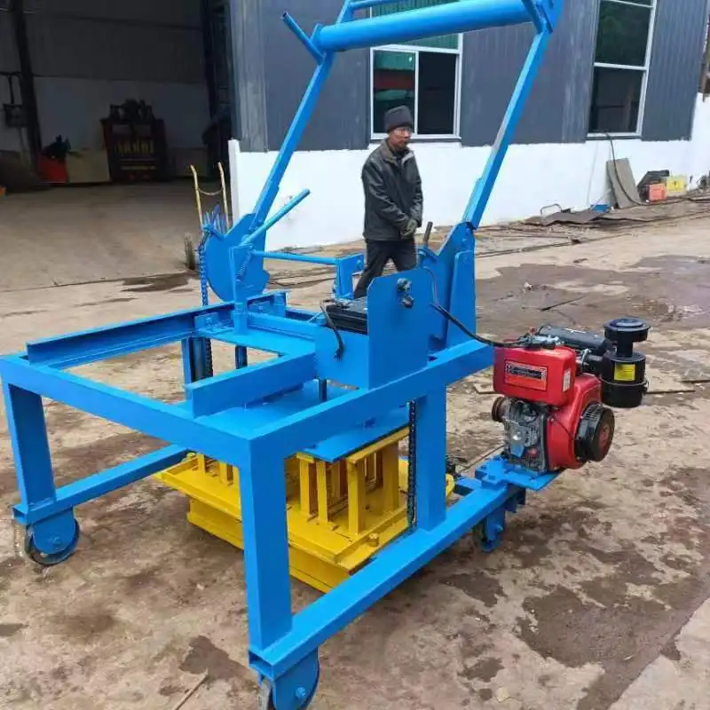 JUYOUMECH Movable Mobile Diesel Engine Egg Laying Concrete Hollow Block Making Machine with wheels