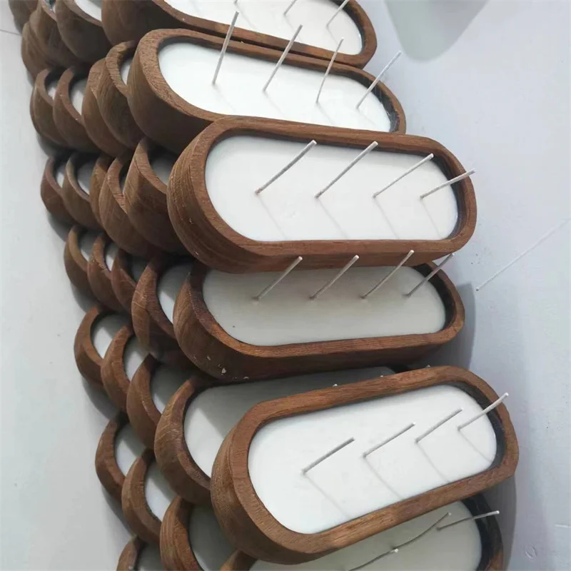 Romantic Wholesale Christmas Tealight Candle Holder Handmade Wooden Dough Bowls for Soy Scented Candle Making