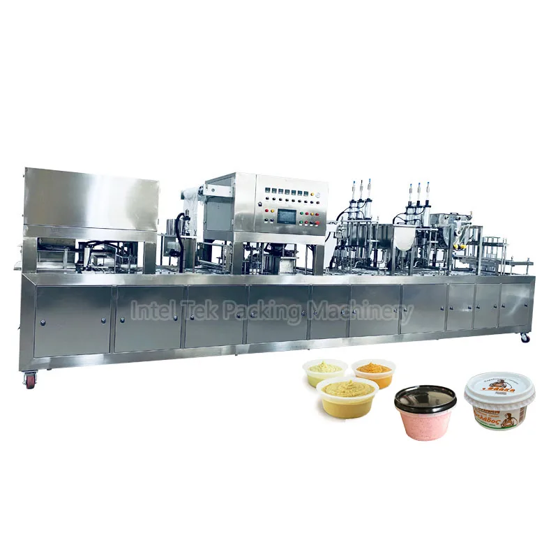 Multi-Lanes Chickpea Puree Packing Hummus Cup Filling Sealing Capping Machine Cod Liver Sauce Garlic sauce Packaging Equipment