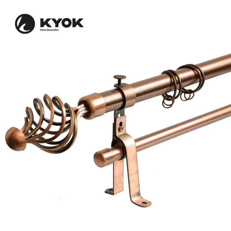 Простая конструкция поворотный занавеска жердь кронштейн окна двойной меди Аксессуары для штор
