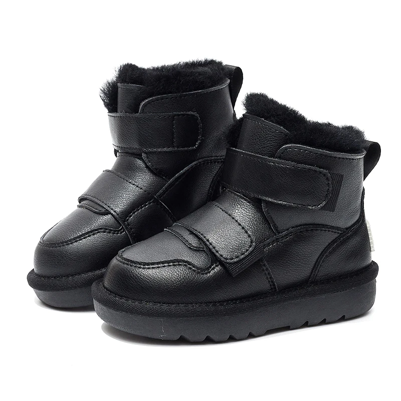 Lightweight Kids Ankle Booties Soft Sole Boys Girls Snow Boots Leather Slip Resistant Outdoor Winter Shoes