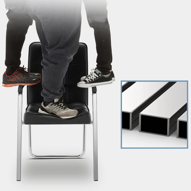 Большой высокий стул для зала ожидания с кожаной спинкой офиса и конференц-стола черный белый ПК