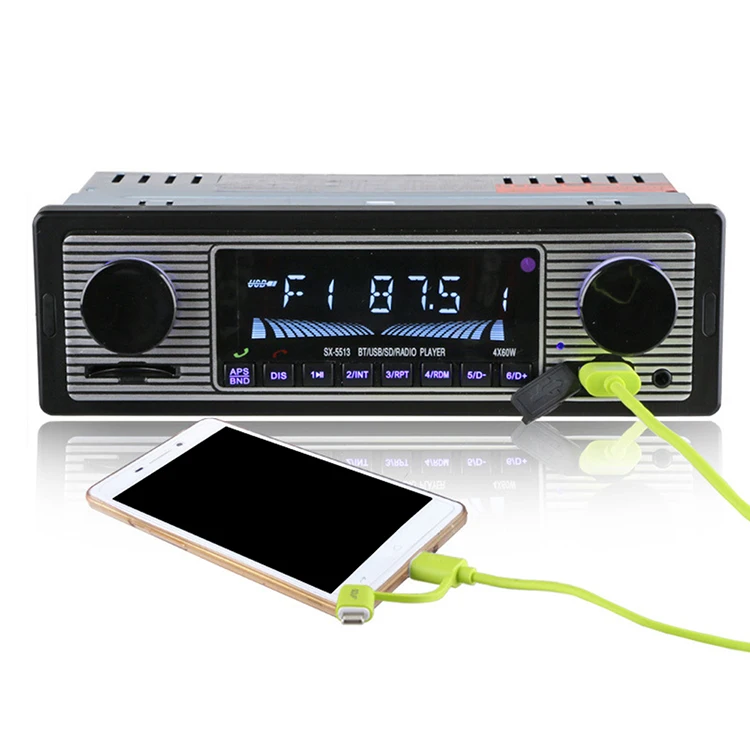 Full Retro Style Brushed Metal Panels Dvanced Audio Transmission Mode 1 Din Car Radio Retro Car Radio