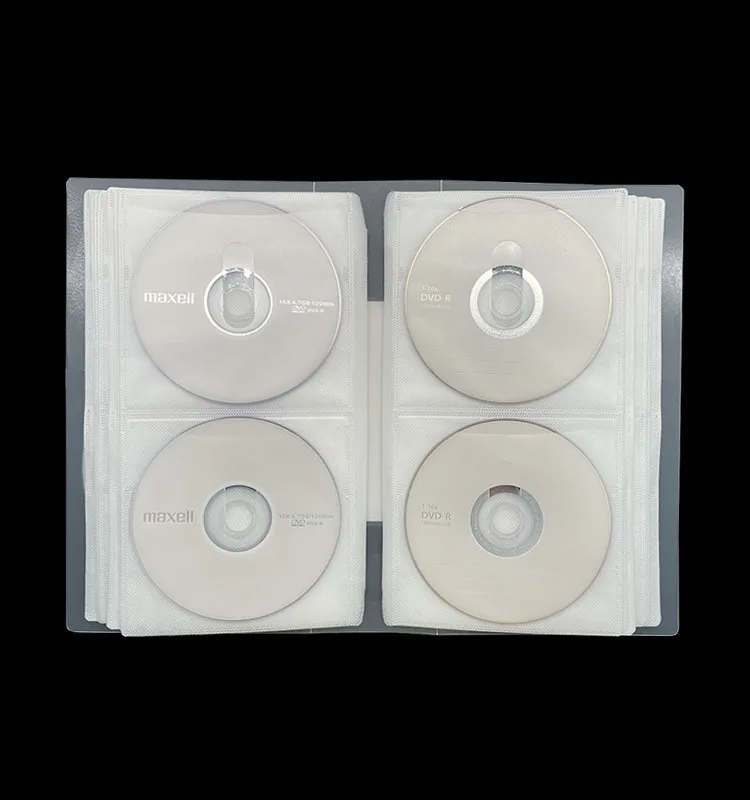 96 Disks Storing Non-Woven Fabric Media File and Clear Plastic Case for CD DVD and Blu-ray