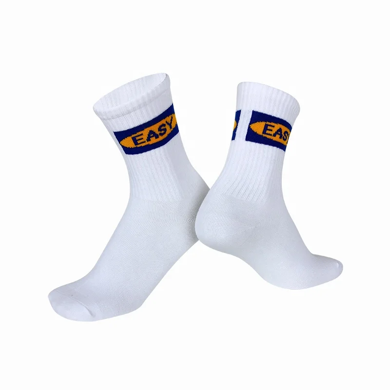 Custom Logo High Quality Crew White Tube Ribbed Socks Street Hip Hop Novelty Skating Men Women Unisex Design Socks