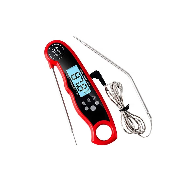 bbq thermometer with dual probe, long cable grill thermometer foldable kitchen cooking thermometer