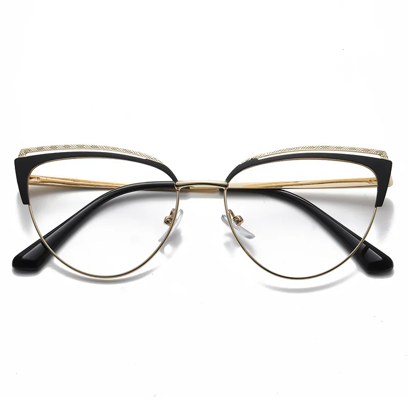 9036 Newest Photochromic Cat Eye Anti Blue Light Blocking Glasses Retro Metal Glasses Eyeglasses Frame