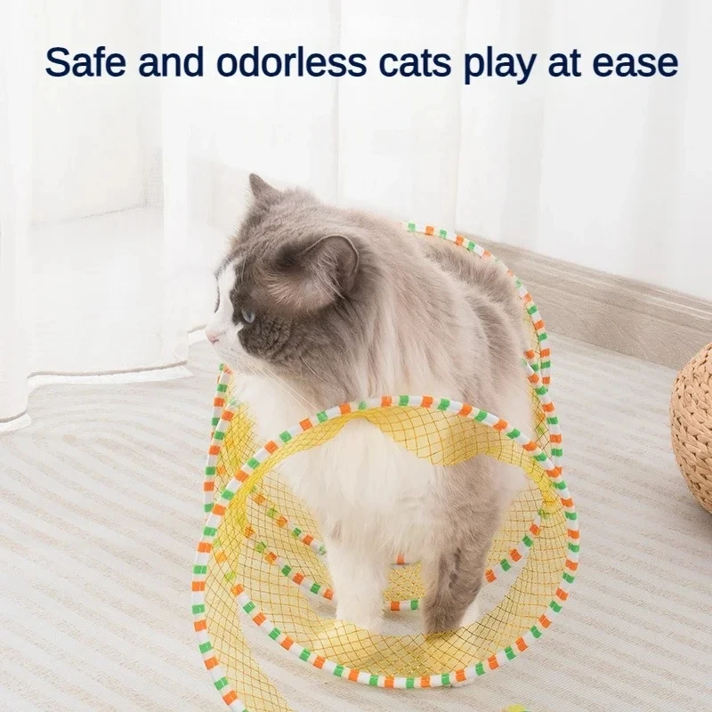 Collapsible Bite Resistant Cat Spiral Tunnel Teaser Self Relief Mouse Feather Cat Folding Tunnel Toys