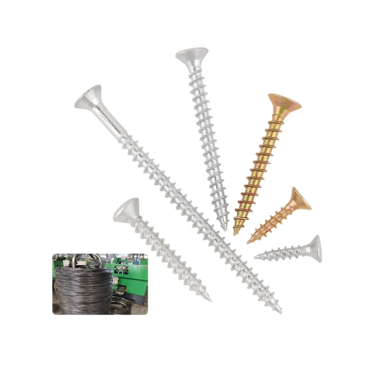 China Manufacturer Suppliers double Countersunk Head white yellow Zinc Plated Sawed mdf parafuso Chipboard Screw