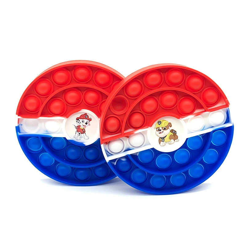 Kids Offset Printing Animated Character Paw Patriol Dogs Popit Push Bubble Fidget Sensory Toy Decompression Game Toy