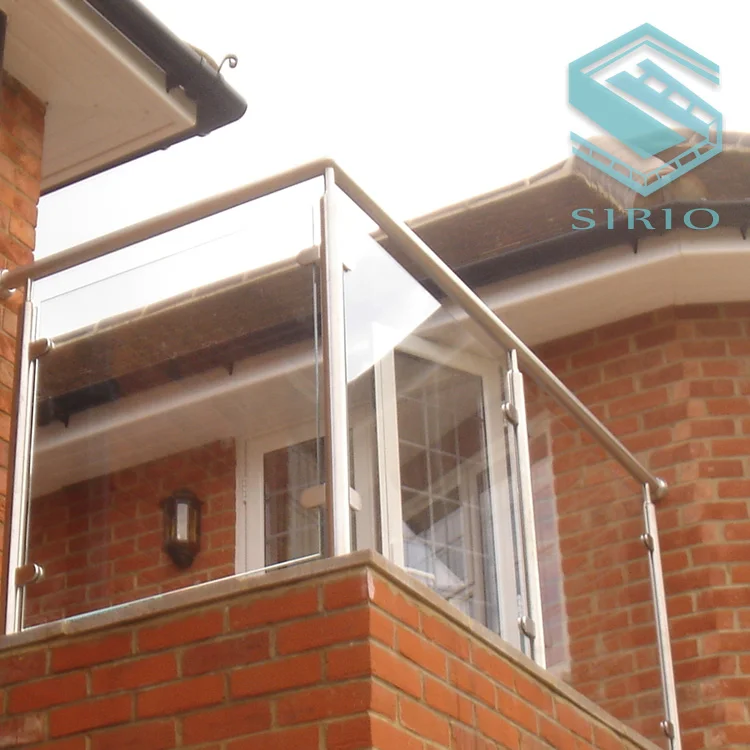 External Glass Railing Balcony Roof Fence Black Balustrade Price deck Design Stainless Steel posts