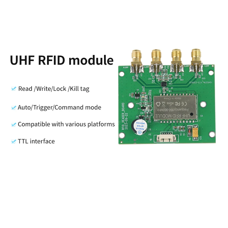 UHF RFID 4 Port Reader Module 860-960Mhz TTL/RS232 Interface Reader for Access Control Free Android SDK