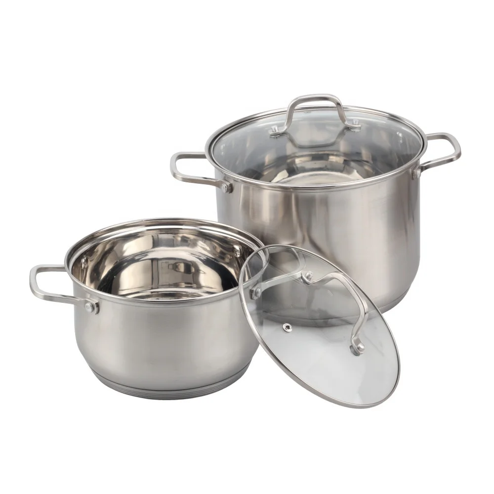 5 Piece Premium Cookware Set with Glass Lid , 5-Ply Capsule Stainless Steel Pots and Fry Pans